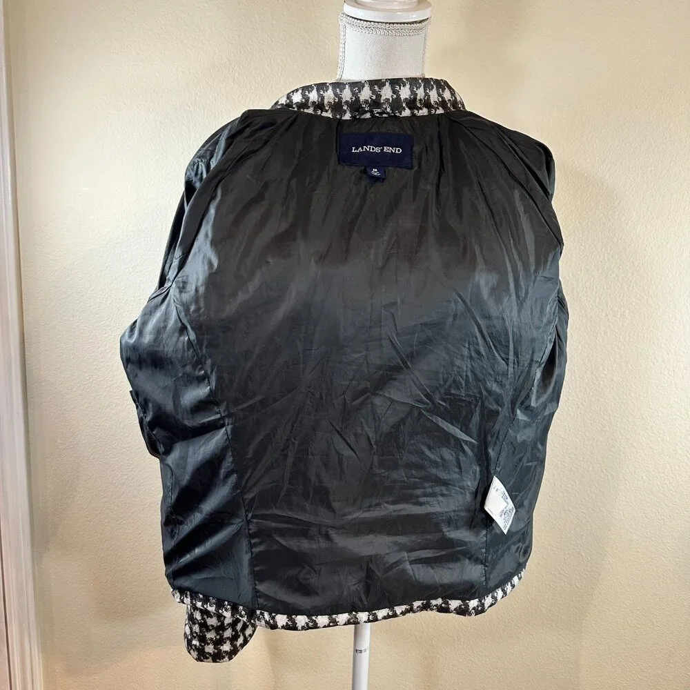 Land's End Black and White Dragon Tooth Down Filled Puffer jacket, size M, 10-12 - Picture 5 of 9